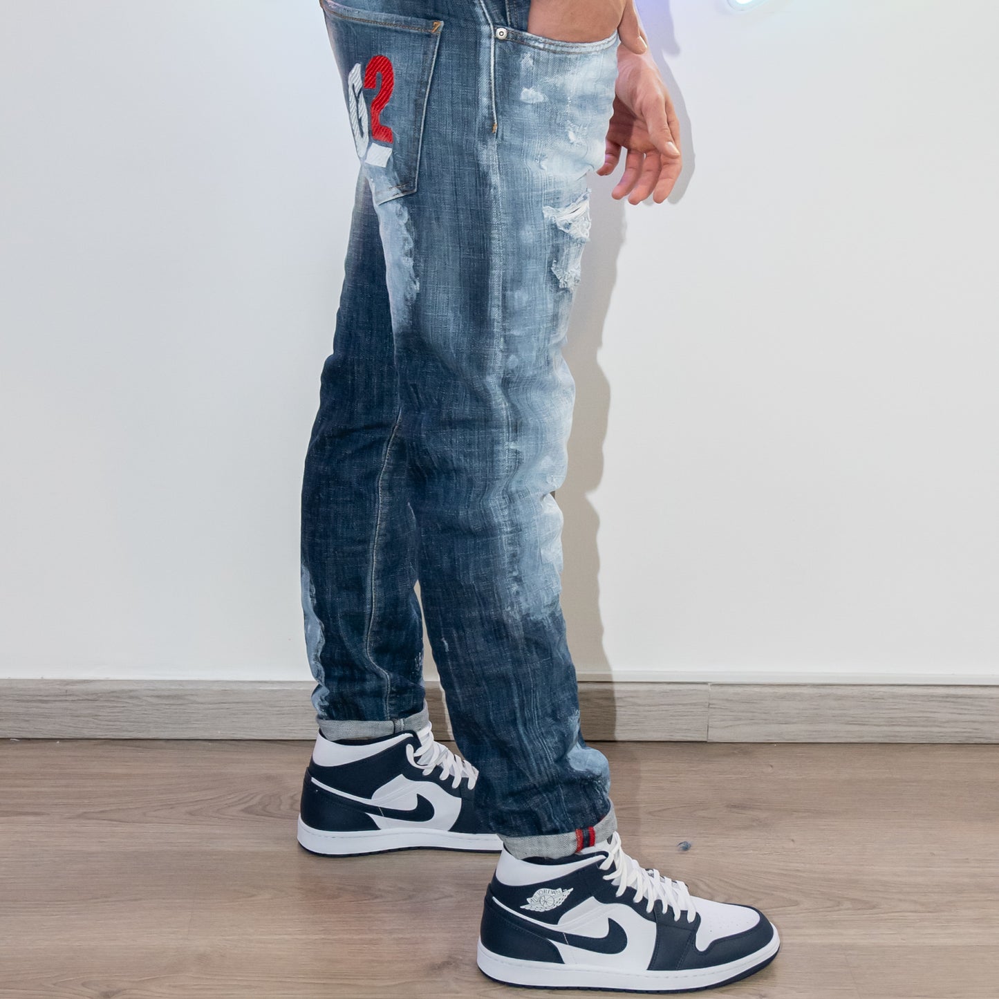 jeans g2 firenze logo bianco e rosso