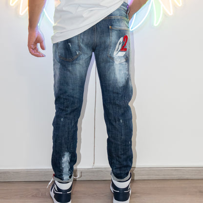 jeans g2 firenze logo bianco e rosso